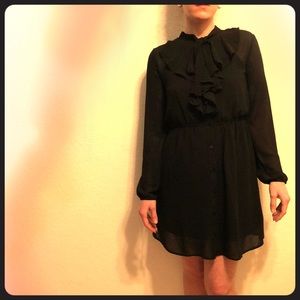 Forever 21 Button Up/ Ruffle Neck Dress